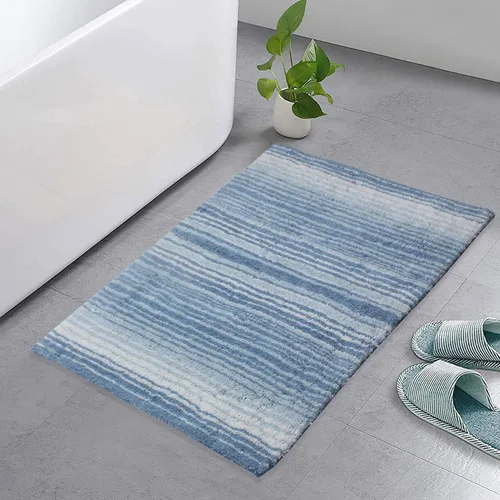 Vista 10 de Home Weavers Gradation Collection - Alfombra de baño 100% algodón, suave y absorbente, antideslizante, lavable a máquina, rectangular, 17 x 24 Beige
