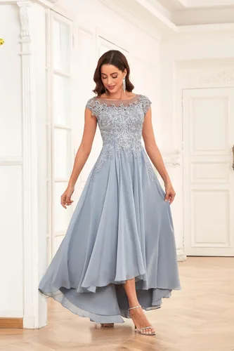 Vista 3 de Vestidos de novia para mujer, de gasa, con encaje, formal, para madre y novio, con bolsillos