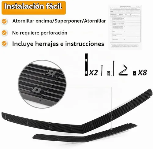 Vista 6 de Combo de rejilla frontal negra Billet para Chevy Camaro LT/LS V6 Phantom estilo principal superior inferior parachoques aluminio Billet Grill