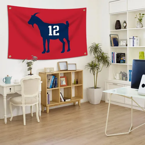 Vista 6 de Tom Brady #12 Bandera de cabra de 3 x 5 pies, divertido póster duradero de pared de cueva de hombre con 4 ojales de latón. Esta hermosa pancarta