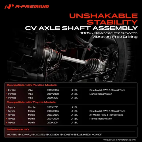 Vista 2 de A-Premium Conjunto de eje de transmisión de eje CV compatible con Toyota Corolla 2009-2018, Matrix 2003-2014 y Pontiac Vibe 2003-2010, L4 1.8L, lado