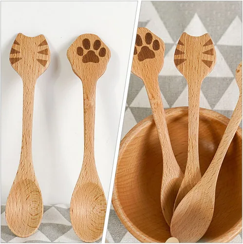 Vista 7 de Wooden Teaspoons for Coffee, Soup and Salad, Ergonomic Small Wooden Spoons Smooth Edges, Kitchen Utensils
