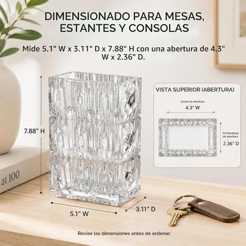 Vista 4 de Clear Crystal Glass Flower Vase, Geometric, 7.88 in, 4.4 lb