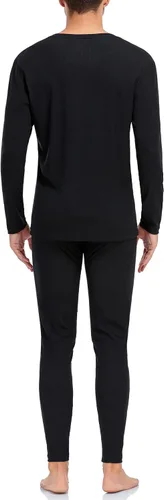 Vista 4 de COLORFULLEAF Conjunto de ropa interior térmica de algodón para hombre, ropa interior térmica de algodón para hombre, capa base, clima frío