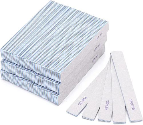 Vista 15 de 10 unidades de limas de uñas de grano 80/80 rectangulares para uñas acrílicas, limas de pulido reutilizables de doble cara, tableros de lima de uñas