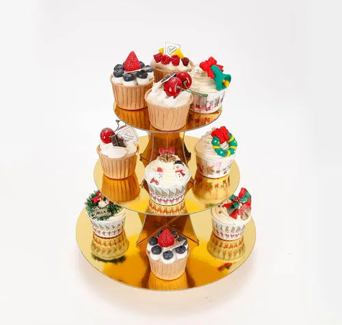 Vista 9 de YLDW Soporte para Cupcakes de 3 Niveles, Soporte para Pastel, Torre de Soporte para Cupcakes DIY Escalonada para Exhibiciones de Mesa de Postres