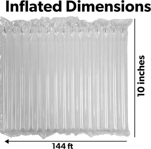 Vista 2 de Rollo de envoltura inflable de burbujas de 10 pulgadas x 144 pies, incluye bomba, almohadas de aire grandes y resistentes para envío, almohadas