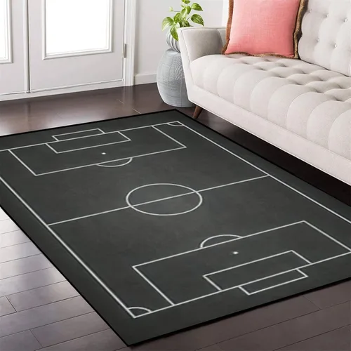 Vista 11 de Alfombra de fútbol americano, 3 x 4 pies, lavable de gran tamaño, ilustraciones 3D, con textura de cuero de fútbol, con cordones, alfombras