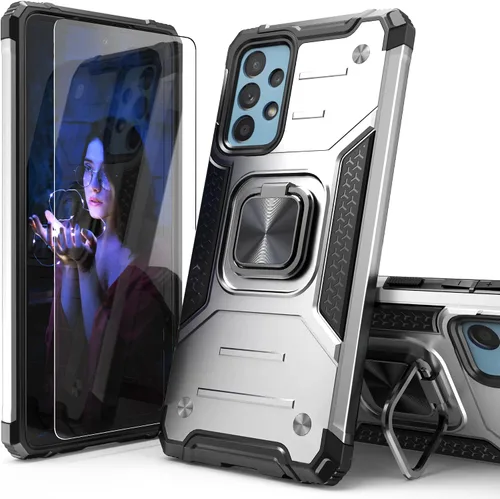 Vista 8 de Funda para Galaxy A52 5G con protector de pantalla, a prueba de caídas, ajuste delgado, con soporte para automóvil, funda protectora ligera