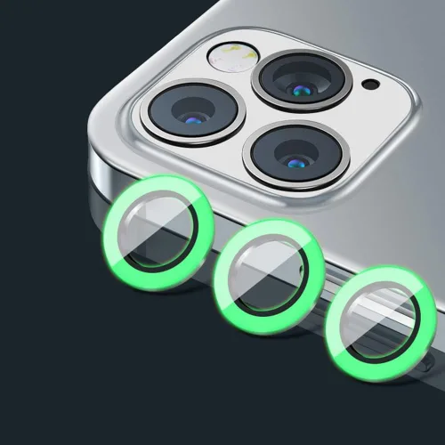 Vista 16 de Compatible con iPhone 11 Pro/11Pro Max/12 Pro Luminous Camera Lens Protector Ultra Thin Película de vidrio templado Protector de pantalla de cámara
