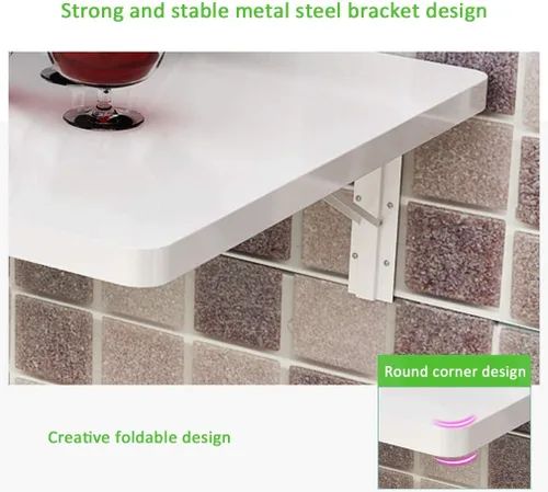 Vista 4 de Mesa plegable para colgar en la pared, estante de pared para cocina, escritorio flotante para niños, mesa de almacenamiento para ordenador, banco