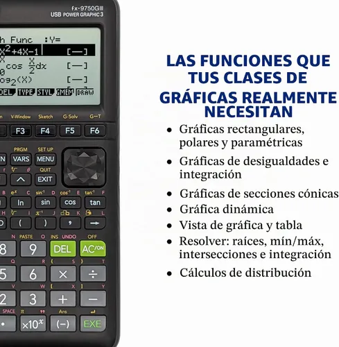 Vista 6 de Casio fx-9750GIII Calculadora Gráfica Pantalla Natural de Libro de Texto Programación Python Ideal para Exámenes, STEM y Matemáticas Avanzadas