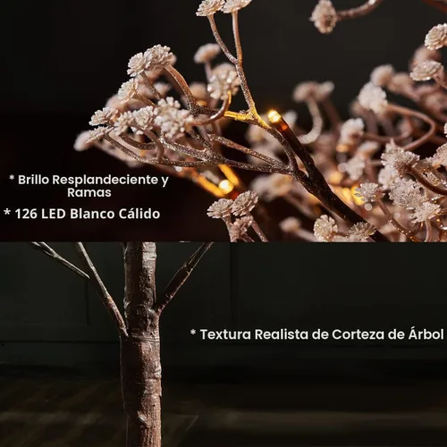Vista 2 de LITBLOOM Árbol de aliento de bebé iluminado enchufable de 5 pies, 126 luces, árbol de plantas artificiales con luces para decoración de bodas
