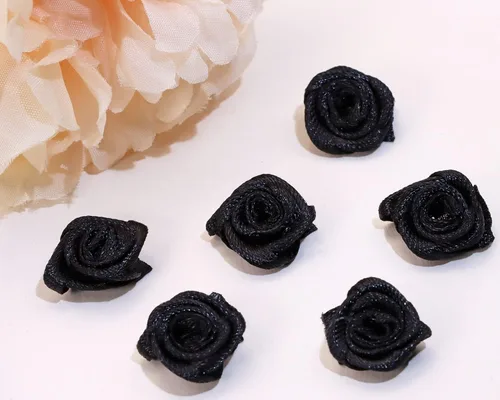 Vista 3 de Shapenty Mini cinta de satén de 5/8 pulgadas, diseño de rosas para boutique, flores de costura, lazos para manualidades, adornos florales