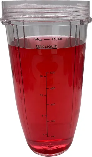 Vista 3 de Taza de repuesto de 18 oz/24 oz con tapa de boquilla con cuchillas extractoras Pro con engranajes de 6 machos, compatible con Nutri Ninja Pro