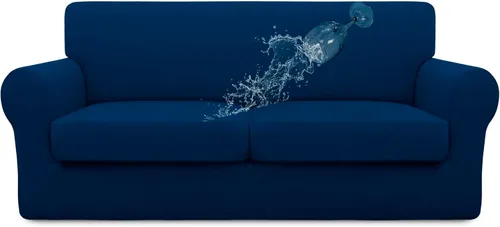 Vista 36 de Easy-Going Funda de sofá 100% impermeable doble de 3 piezas, elástica, suave, para perros, para sofá de 2 cojines separados, protector de muebles a