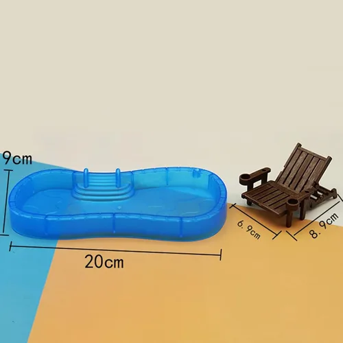 Vista 3 de Juego de decoración de casa de muñecas para piscina, accesorios de playa