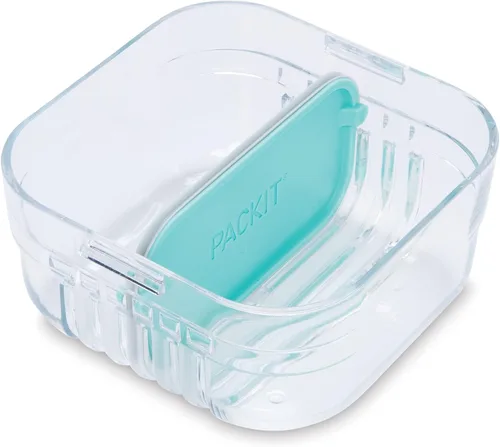 Vista 6 de PackIt Mod Snack Bento Recipiente de almacenamiento de alimentos, verde menta (paquete de 2)