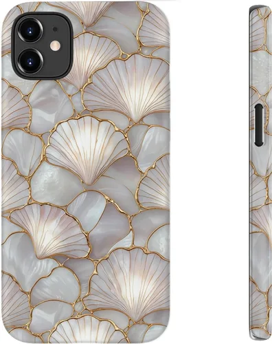 Vista 121 de bemal Funda para iPhone 12 Mini, estética, vintage, floreciente, peonía, concha, femenina, compatible con MagSafe, moderna, única, moderna, moderna