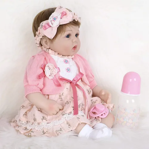Vista 9 de ENADOLL Reborn Baby Doll - Juego de regalo realista de vinilo de silicona rosa bebé, 16 pulgadas, con peso, cuerpo suave, realista, para edades de 3