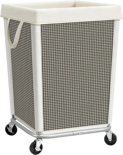 Vista 15 de STORAGE MANIAC Cesto de lavandería comercial con marco de acero resistente, carro de cesta de lavandería industrial de 320 L con ruedas para hotel