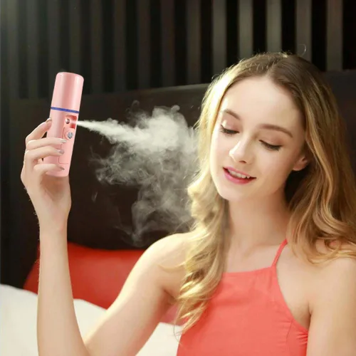 Vista 5 de Nano Facial Mister Humidificador de atomización hidratante de niebla fría vaporizador facial práctico pulverizador hidratante e hidratante para Rosa
