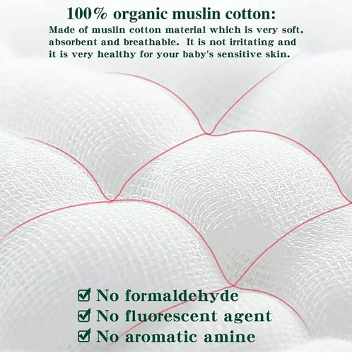 Vista 6 de TATA AMG® Manta para envolver al bebé 100% de muselina de algodón orgánico, suave y transpirable, para recién nacidos, niñas y niños, grande de 47 x