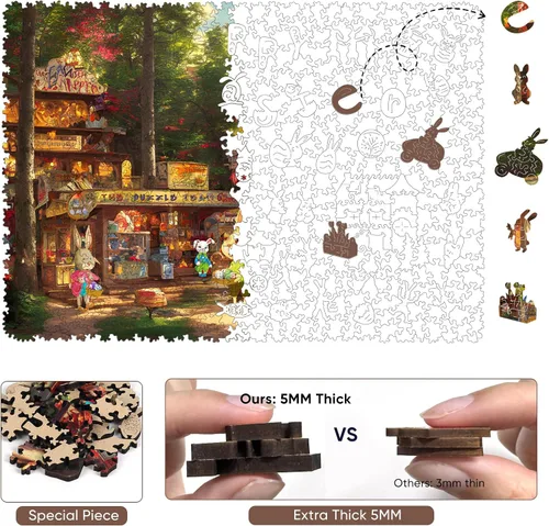 Vista 3 de Mys Aurora Rompecabezas de Pascua para adultos, 200 piezas de Bunny Store, rompecabezas de madera de forma única, regalo educativo para niños