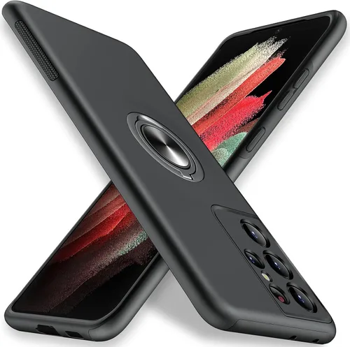 Vista 20 de JAME Funda para Samsung Galaxy S21 Ultra, Protector Delgado y Suave con Parachoques para Samsung S21 Ultra, con Soporte de Anillo Invisible y Atril