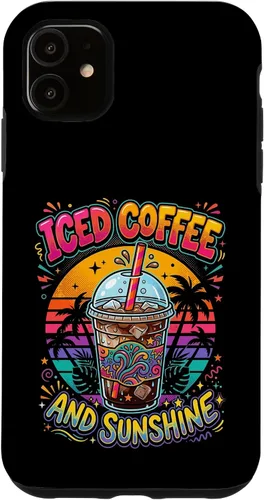 Vista 8 de Iced Coffee Sunshine Palm Trees Retro Summer Drink Case for iPhone 17