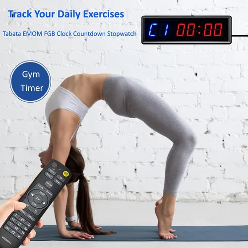 Vista 4 de Temporizador de intervalo LED de cuenta atrás/hacia arriba cronómetro con control remoto para gimnasio en casa Fitness