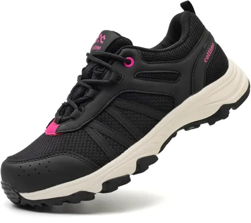 Vista 9 de COTTIMO Zapatos de senderismo para mujer, antideslizantes, zapatos impermeables para mujer, zapatos de trabajo al aire libre, con cordones, ligeros
