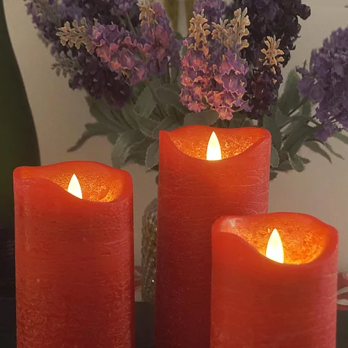 Vista 3 de iZAN - Juego de 3 velas sin llama de cera real, con pilas, LED, pilar parpadeante, velas eléctricas realistas, con control remoto y temporizador