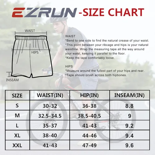 Vista 6 de EZRUN - Pantalones cortos de ciclismo de montaña acolchados 3D para hombre