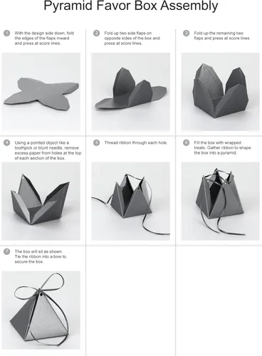 Vista 2 de Hortense B. Hewitt 25 cajas de recuerdo piramidales, 3 pulgadas, negro brillante
