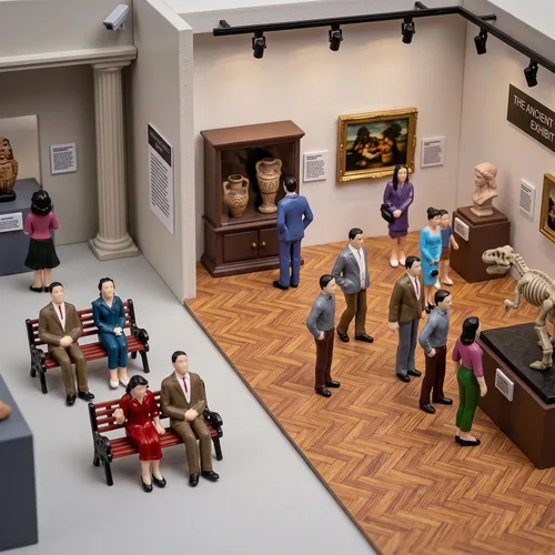 Vista 5 de Namalu 17 Pcs 1: 25 Scale Mini People Figurines Model with Benches
