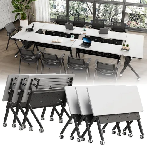 Vista 20 de Folding Conference Table with Wheels, Modular Foldable Conference Room Training Tables for Training Rooms, Flip Top Mobile Rolling Meeting Seminar
