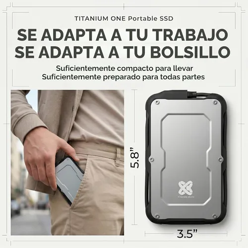 Vista 7 de Titanium One SSD externo rugoso 240GB hasta 500MB/s IP66 prueba de gota de agua