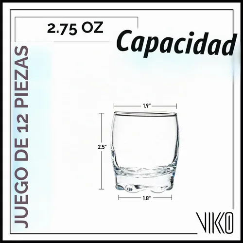 Vista 5 de Vikko Vasos de chupito de 2.75 onzas, juego de 12 vasos pequeños de licor y destilados, vasos de bar de tequila duraderos para alcohol y shots