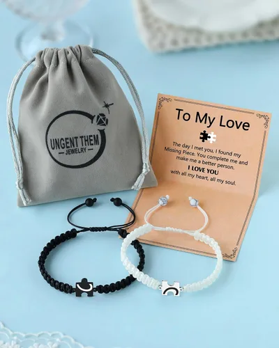 Vista 7 de UNGENT THEM You Are My Missing Piece of The Puzzle – Pulseras para parejas, aniversario, Navidad, I Love You, regalos más dulces del día de San