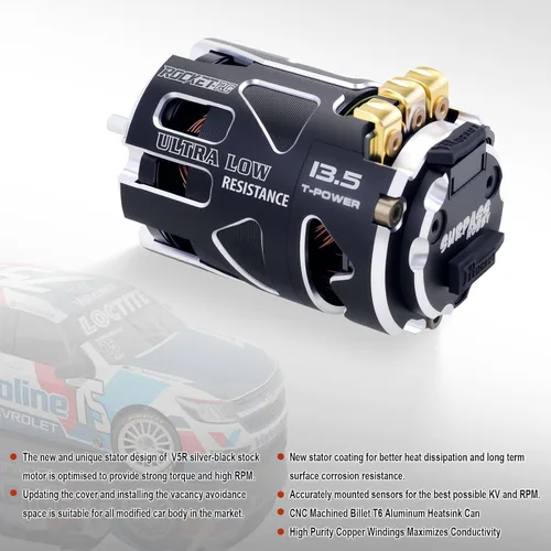 Vista 3 de Surpass Hobby 540 V5R 21.5T Motor sin escobillas con sensor, Motor RC de 2500kv de nivel de competición con eje de 5.0, ESPECIFICACIÓN Uso
