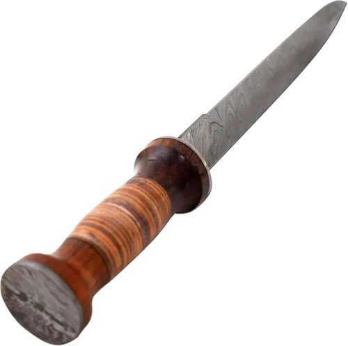 Vista 5 de Real Damascus Mini Sword - Mango de hoja de doller, color plateado