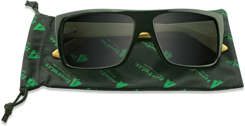 Vista 2 de TREEHUT Gafas de sol de madera de bambú Templos Clásicos Aviador Retro Cuadrado de Madera Gafas de Sol