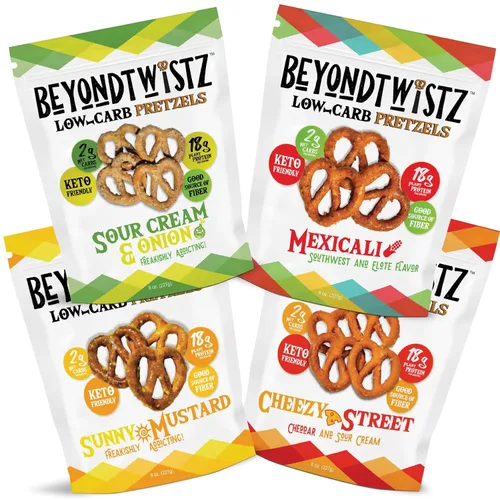 Vista 8 de BeyondTwistz Pretzels Bajos en Carbohidratos, Cheezy Street, Amigables con Keto, 2g de Carbohidratos Netos, 18g de Proteína, Enriquecidas con Fibra