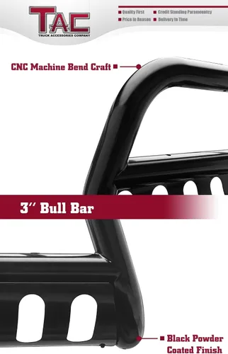 Vista 4 de TAC Bull Bar Fit 2007-2021 Tundra Pickup Truck / Sequoia SUV 2008-2022 de 3 pulgadas, cepillo frontal negro, protector de parachoques protector