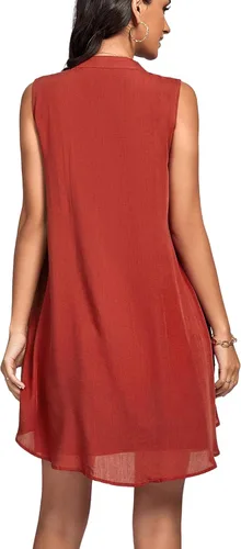 Vista 2 de LYANER Blusa sin mangas con cuello redondo y botones para mujer