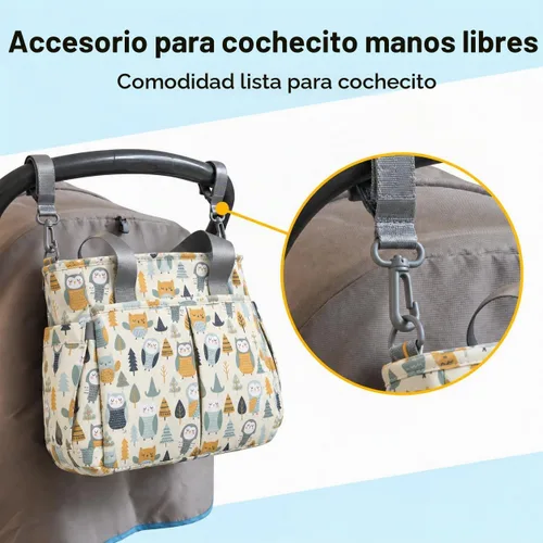 Vista 5 de Bolsa de pañales de viaje mediana para mamá y papá Cute Owl