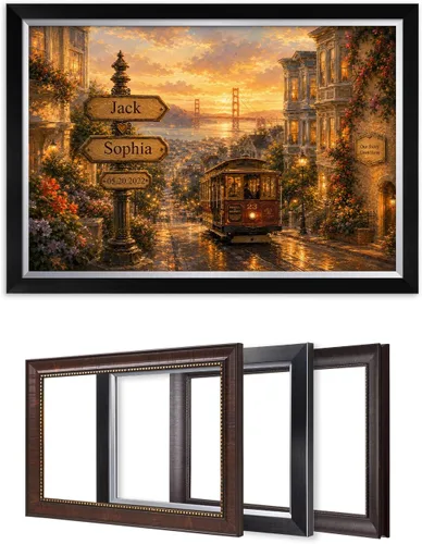 Vista 140 de IPIC - Personalized Framed Canvas with Custom Street Sign in Boston Personalized Street Signs with Names, Custom Canvas Print, Boston Sunset