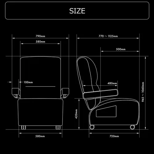 Vista 8 de Bauhutte G-410-BK Deluxe Gaming Sofa, Recliner, Gaming Chair, Single Seat, Black, Desk Sofa, Wheels, Ottoman