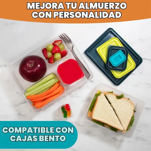 Vista 6 de Contenedores de almuerzo de control de porciones, contenedores reutilizables de preparación de comida, sin BPA, juego de 4 (turquesa)